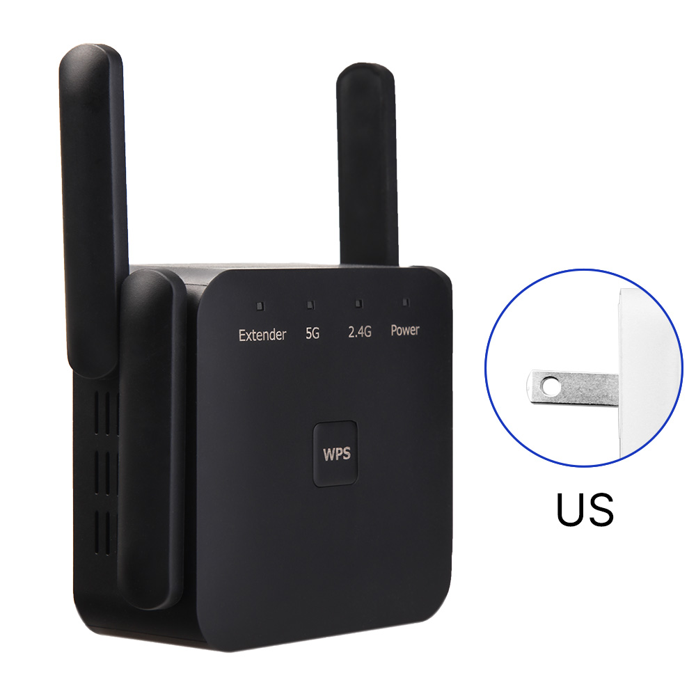 Repetidor wi-fi 5ghz ac1200, roteador 1200mbps, 2.4g/5ghz, amplificador extensor wi-fi preto, amplificador de sinal wi-fi, rede de longo alcance: PLUGUE US