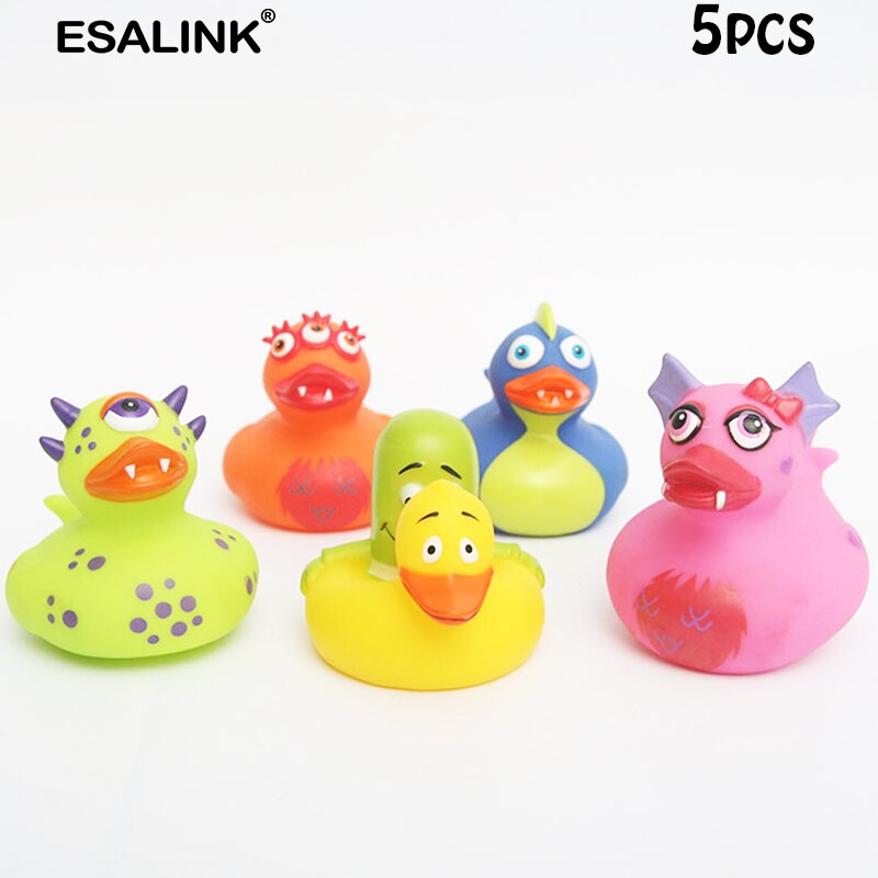 ESALINK 7Pcs 8-10CM Bad Spielzeug Rrubber Ducks Baby Bad Spielzeug 5 Große 2 Kleine Kombination Ente kinder Bad Spielzeug: YA031U-5pcs