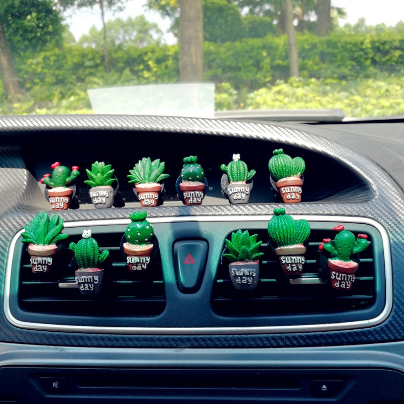 Sæt  of 6 stk harpiks kaktus bil klimaanlæg udluftning parfume klip sød luftfrisker duft dekoration auto ornamenter