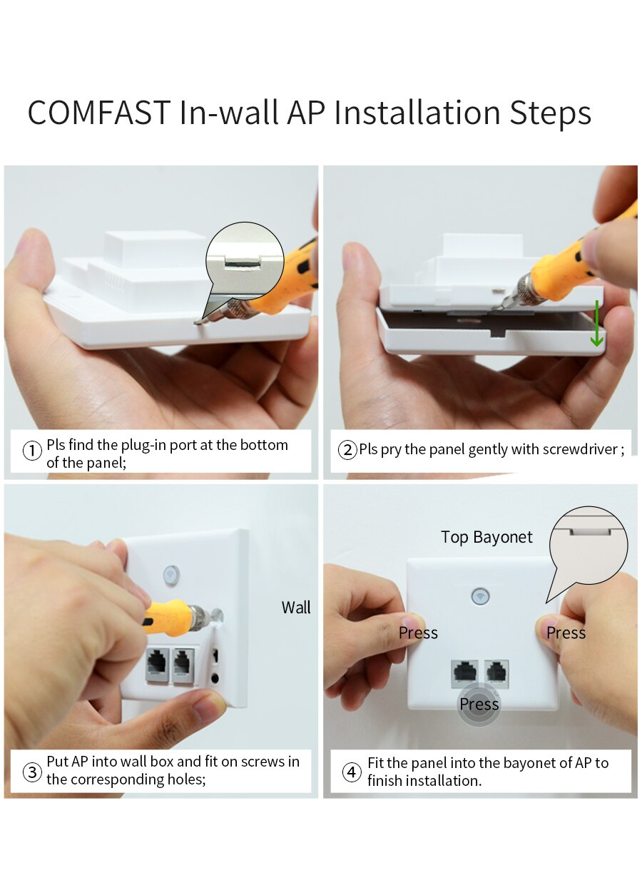 Comfast Draadloze In-Wall Ap 300 Mbps Access Point Wifi 48V Poe Voeding Hotel Gebruikt Business Ap dual 3dBi Comfast CF-E535N