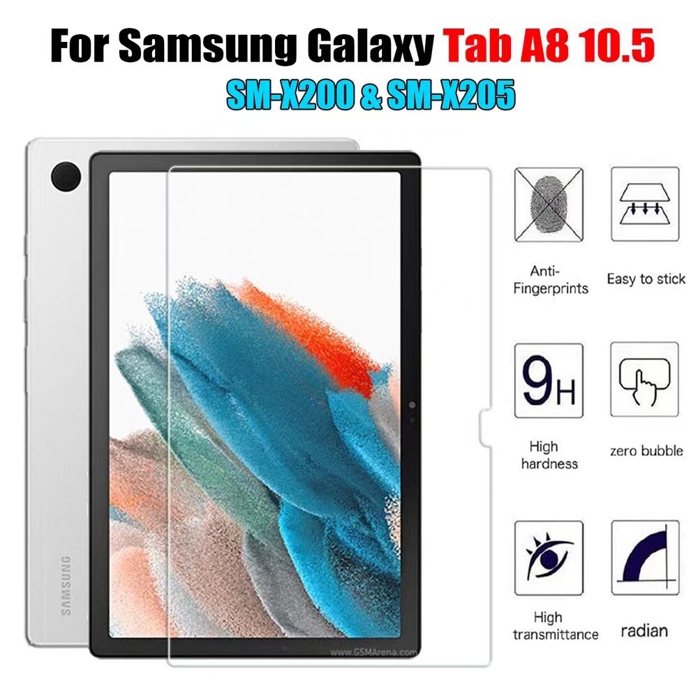 2 Pack Tablet Screen Protectors For Samsung Galaxy Tab A8 10.5 Inch 2022 Protective SM-X200 X205 Bubble Free Tempered Glass Film