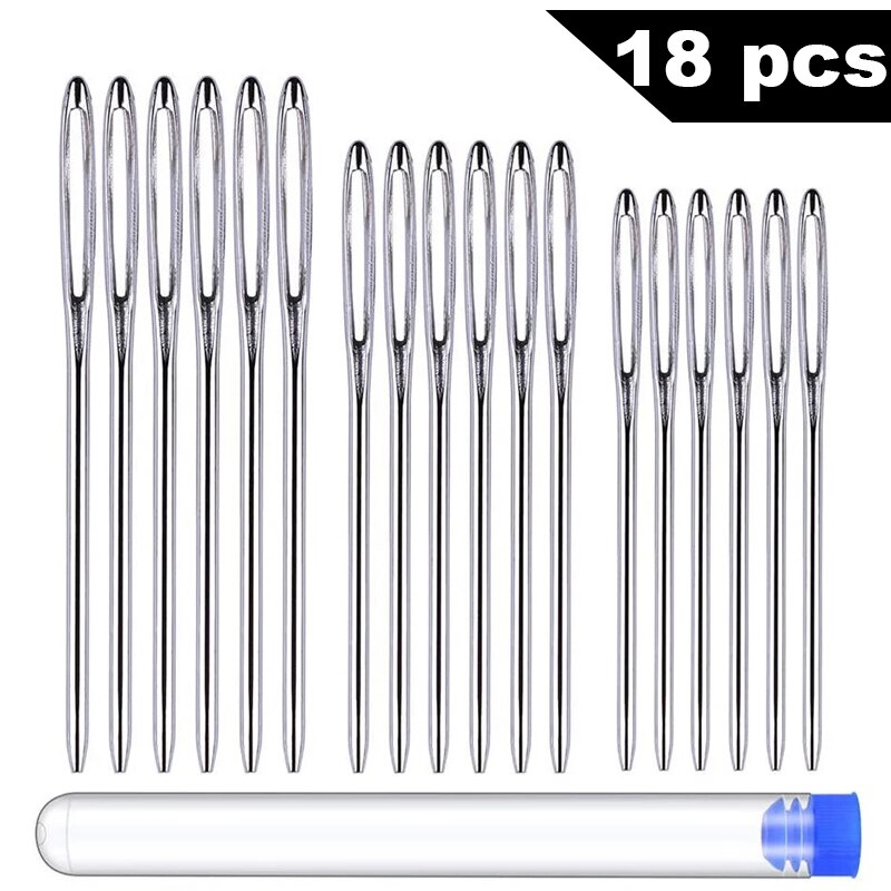 Nonvor 18 PCS Large-Eye Blunt Needles, Needle Embroidery Tapestry Hand Sewing tools, Stainless Steel Needles, Plastic Bottle