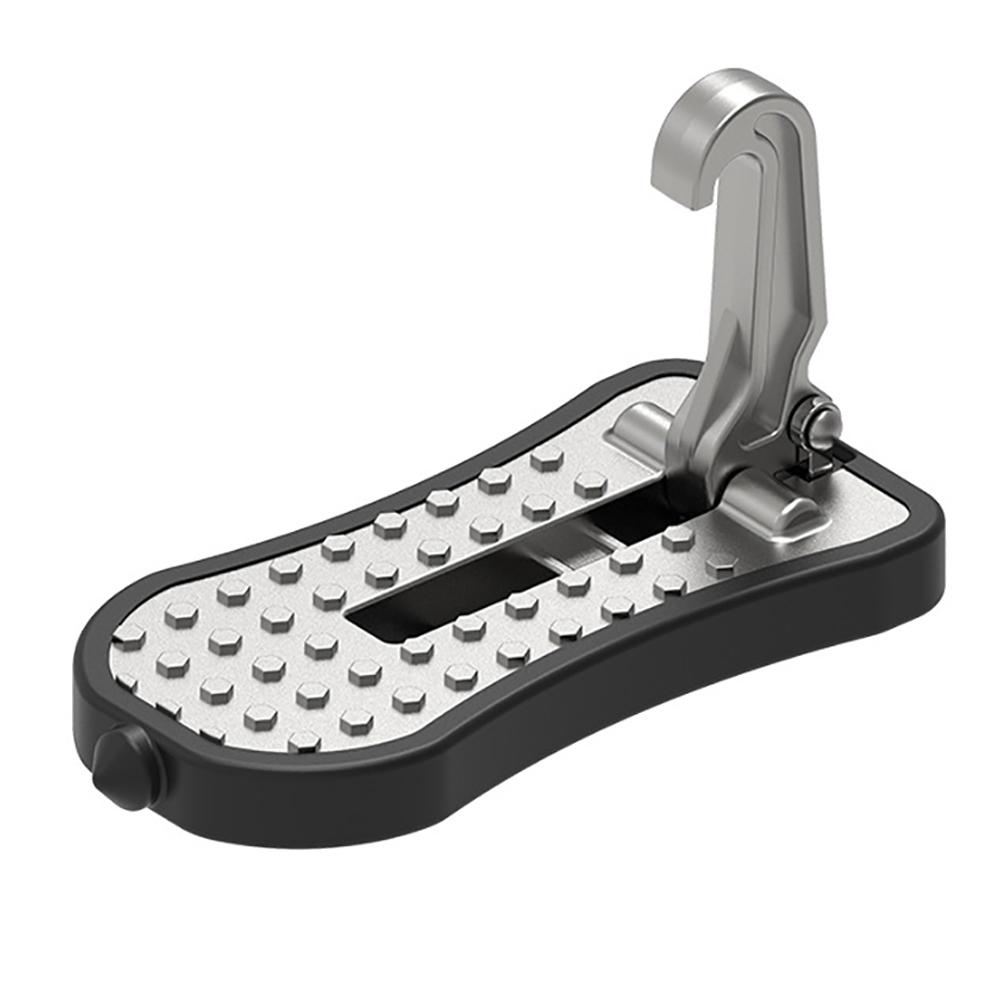 Universal Foldable Car Door Step Aluminium Alloy Folding Foot Pedal Auto Rooftop Auxiliary Hook Pedal Doorstep Safety Hammer: Silver