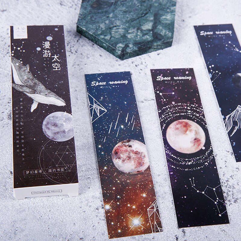 30pcs Roaming space Paper bookmarks Cartoon bookmarks for books/Share/book markers/tab for books/stationery Stationery card