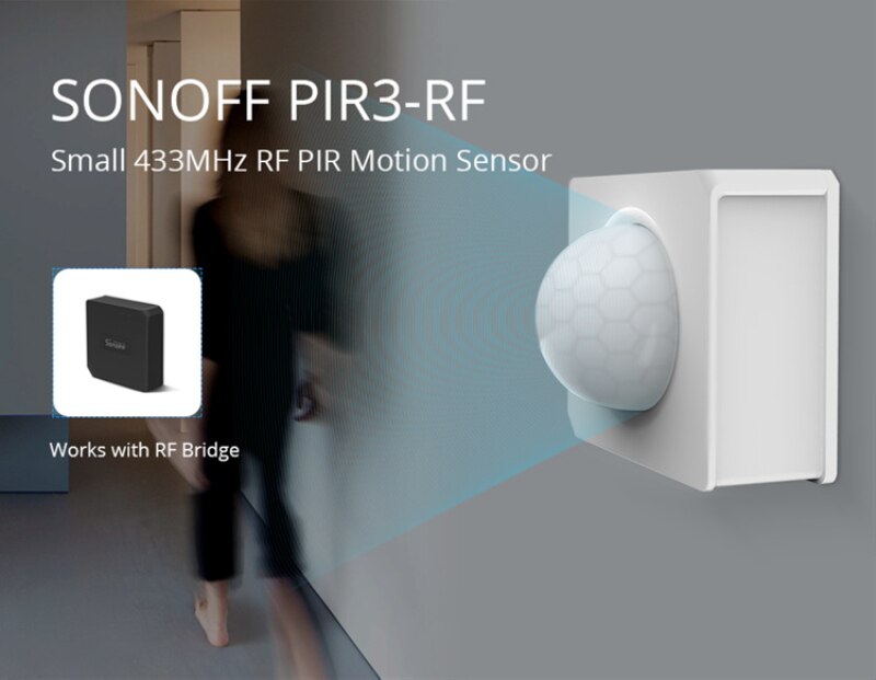 SONOFF – capteur de mouvement EWelink PIR3-RF 433MHz, commutateur bi, alarme de sécurité, Notification, fonctionne avec SONOFF RF Bridge