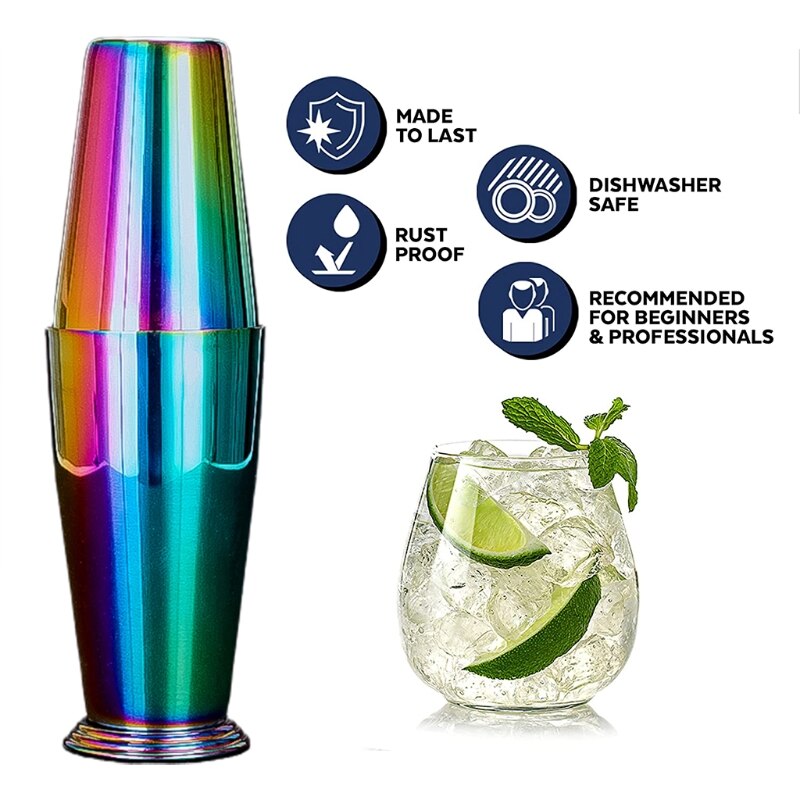 Premium Cocktail Shaker Set Two-Piece Boston Shaker Set Martini Drink Shaker Stainless Steel Material 2 Colors to Choose
