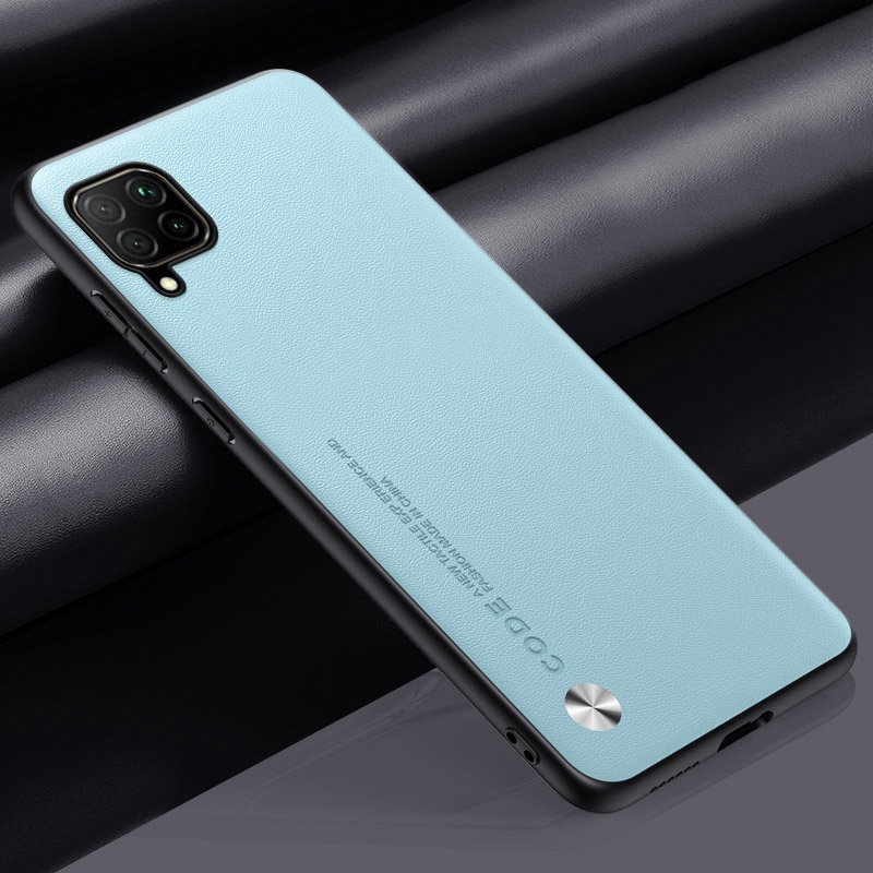 Étui en cuir PU de luxe pour Huawei Nova 7i P40 Lite, couverture arrière, protection en silicone 256, coque de téléphone pour Nova 6 SE: aluminium / BLEU CIEL