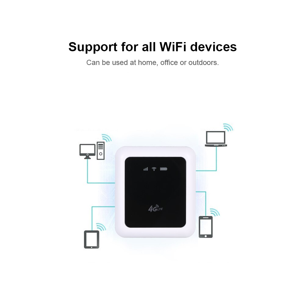 Wifi mobil router bærbar hotspot mifi 4g trådløs fdd 100m med strømbank (hvid)