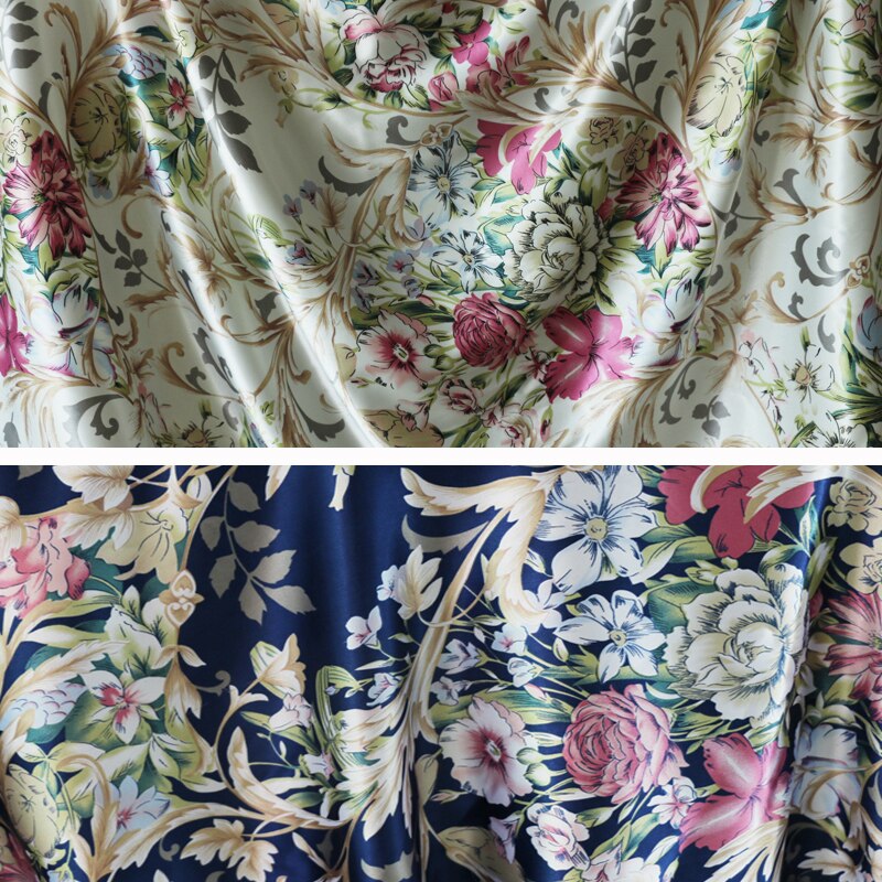 Flower Satin Material Soft Pajamas Shirt Fabric