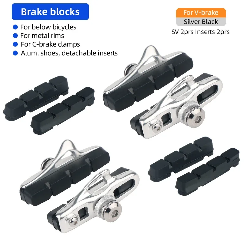 55mm Caliper Brakes Pad for Road Bike Metal Rim Low Wear Bicycle Stopping Blocks for C Shape Clamp Cycle Brake Inserts Replaceme: PURPLE