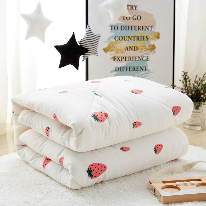 Baby Bed Quilt 120*150cm Toddler Bedding Sleeping Comfy Warm Blanket Kindergarten Boys Girl Cotton Blanket With Padding Core: pink Strawberry