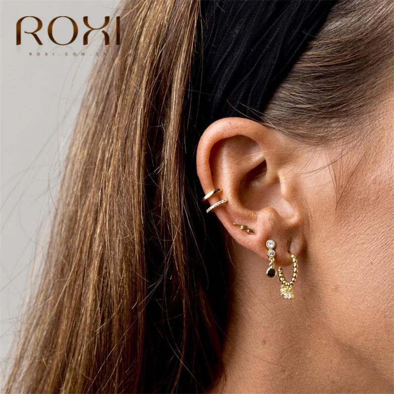 ROXI Minimalist Jewelry 100% 925 Sterling Silver Earrings Cute Tiny Lightning Shape Small Stud Earrings for Women