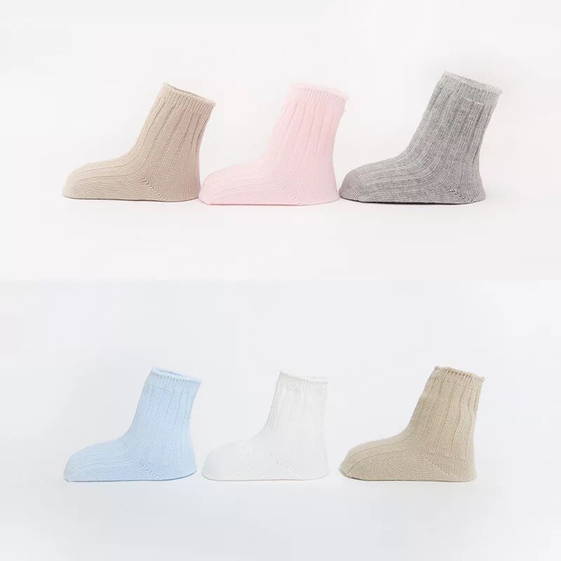 5 paar/set lente/zomer zachte katoenen jongens- en meisjessokken schattige kindersokken voor babyjongens en -meisjes geschikt voor 0-7y