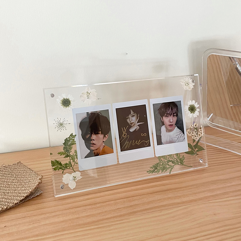 Cadre Photo en acrylique Transparent, magnétique Double face, porte-carte Photo idole, ornement de bureau, porte-carte Photo