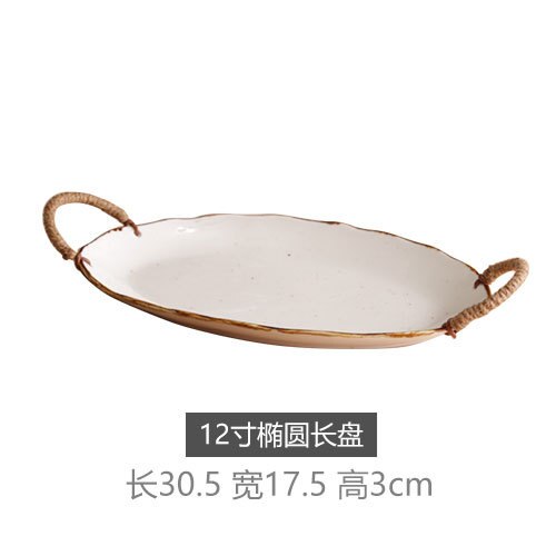 Japanese style retro ceramic bowls and home dishes Ramen bowl salad bowl ceramic retro tableware: 12 inches