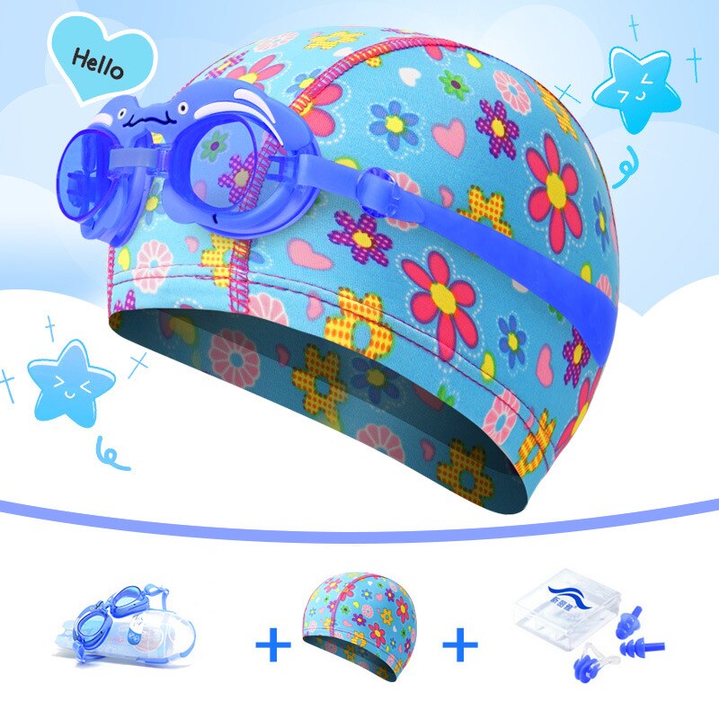 Nuovo 2020 Elastico Impermeabile Tessuto DELL'UNITÀ di ELABORAZIONE di Sport di Nuoto Piscina Cappello + Occhiali + Clip del Naso Della Clip Dell'orecchio per I Bambini Spiaggia set di Giocattoli