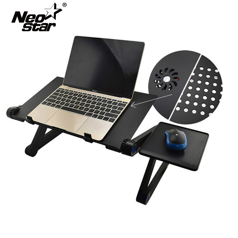 Alüminyum alaşımlı ayarlanabilir Laptop standı dizüstü bilgisayar masası yatak ayakta dizüstü standı soğutma fanı ile fare için yatak kanepe tepsi