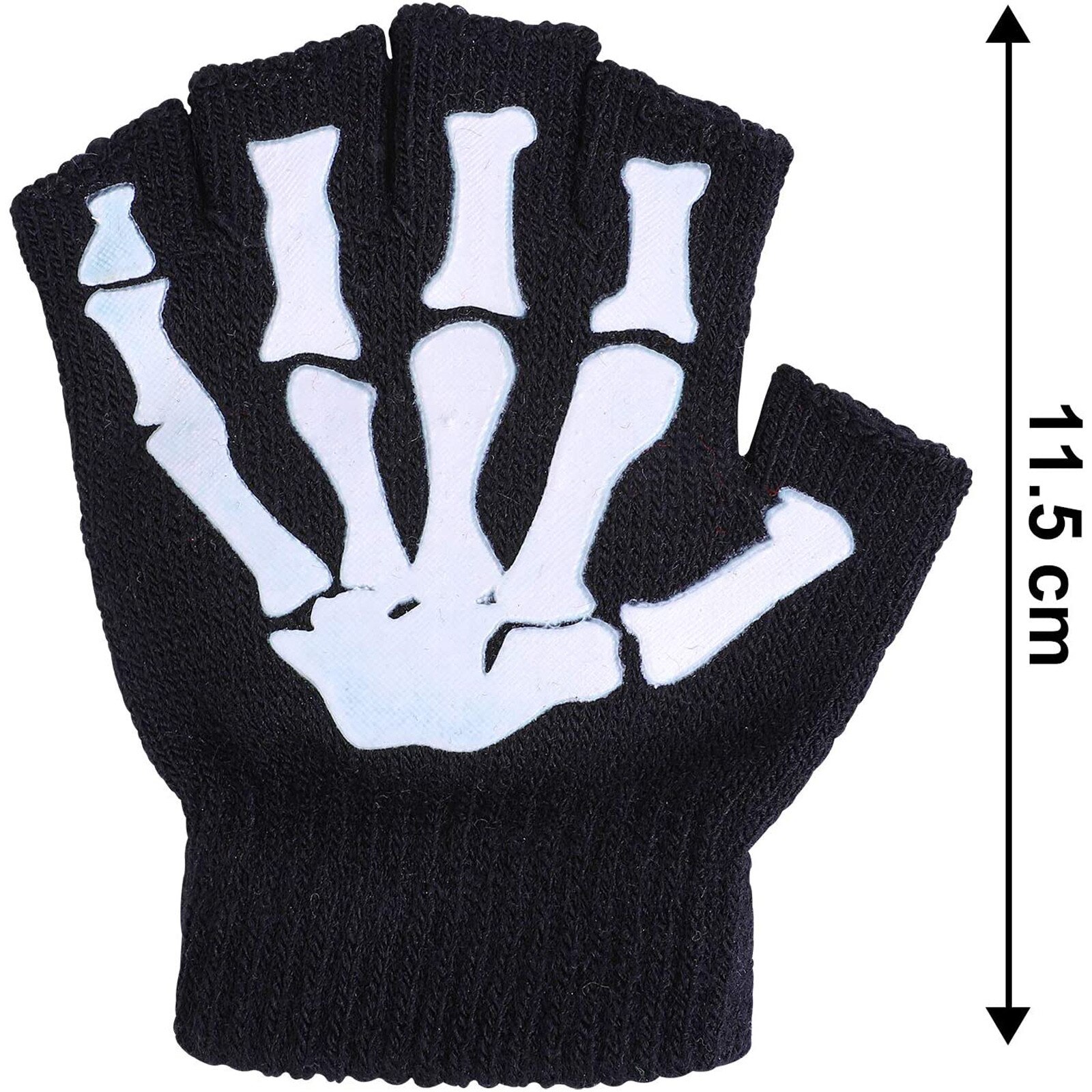 Guantes estampados para bebé, 1/2/5 pares, para niños, esqueleto cálido, brilla en la oscuridad, guantes de punto sin dedos, guantes de medio dedo para niños