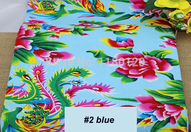 Tissu textile imprimé de phénix chinois, à motif de pivoine, 50cm x 160cm, pour literie
