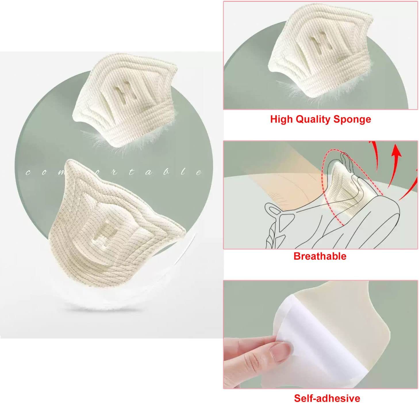 Plantillas para zapatos, almohadillas para el talón para zapatos deportivos, almohadilla para los pies de tamaño ajustable, plantilla protectora para el talón, pegatina trasera, 1/3/5 pares