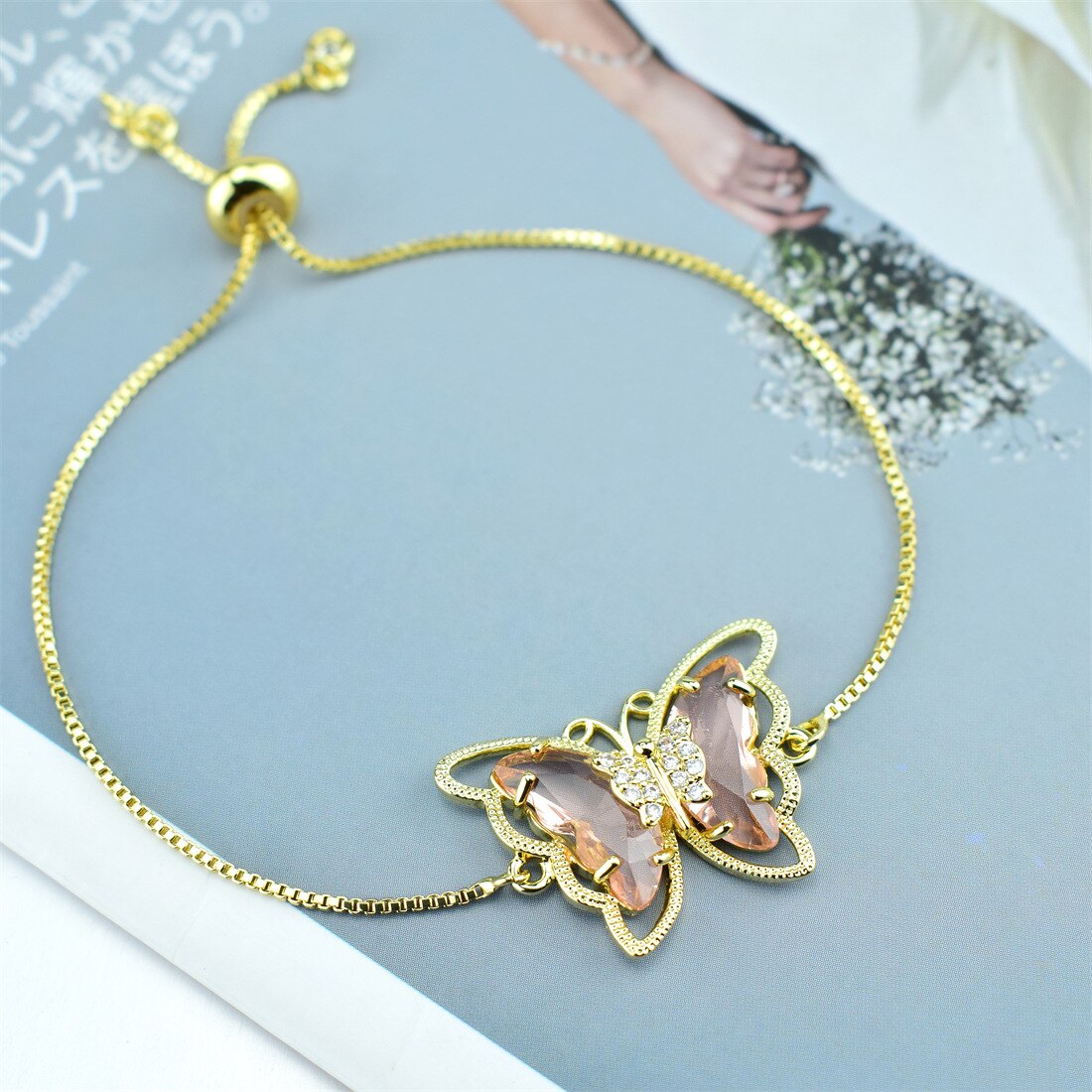 Butterfly Crystal Zircon Bracelet Hollow Butterfly Factory Direct Sales 18 Color Spot Bracelet: 11