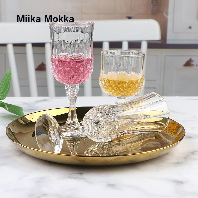 2pcs Diamond Pattern Wine Glass Crystal Wiskey Champagne Glasses Bordeaux Burgundy Wedding Party Birthday Lead-Free