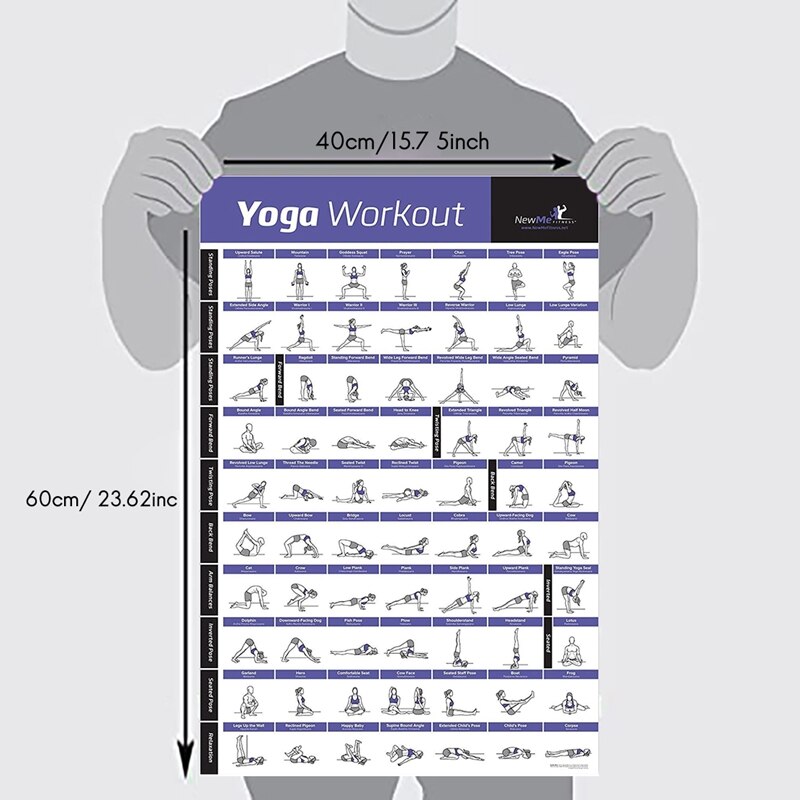 Yoga Pose Exercise Posters for Full Body Workout Program Home Gym Fitness Workout Posters