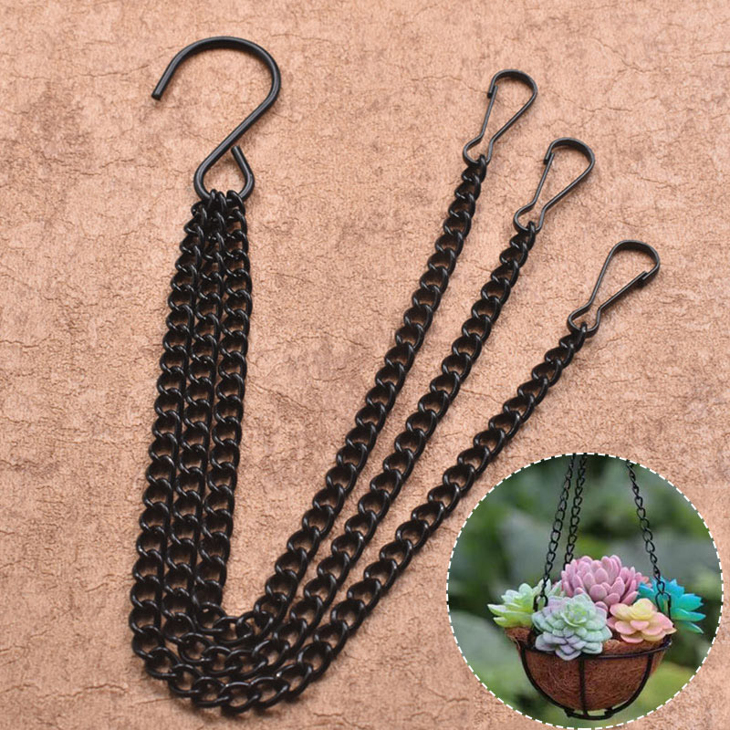 Flower Basket Hanging Chain Flower Pot Hanging Chain Multifunctional DIY Black Chain Small Potted Garden Accessories