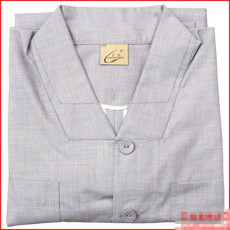 3 Kleuren Shaolin Tempel Kostuum Zen Boeddhistische Gewaad Boeddhistische Monnik Gewaden Gown Religie Monnik Kleding HaiQing Uniformen voor Monnik: LIGHT GRAY / S