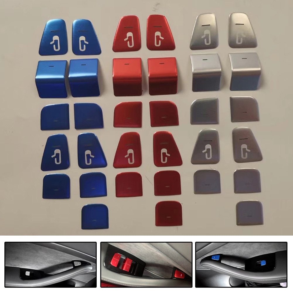 Auto raam lift schakelaar knop deur open sticker trim voor tesla model 3 schakelaar knop sticker