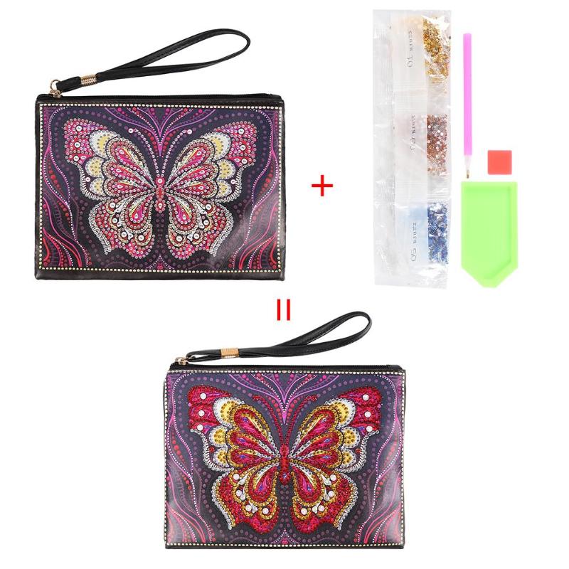 DIY Butterfly Special Shaped Diamond Paint Wristlet Wallet Women Clutch Organizer Storage Bag Embroidery Stitch Christmas