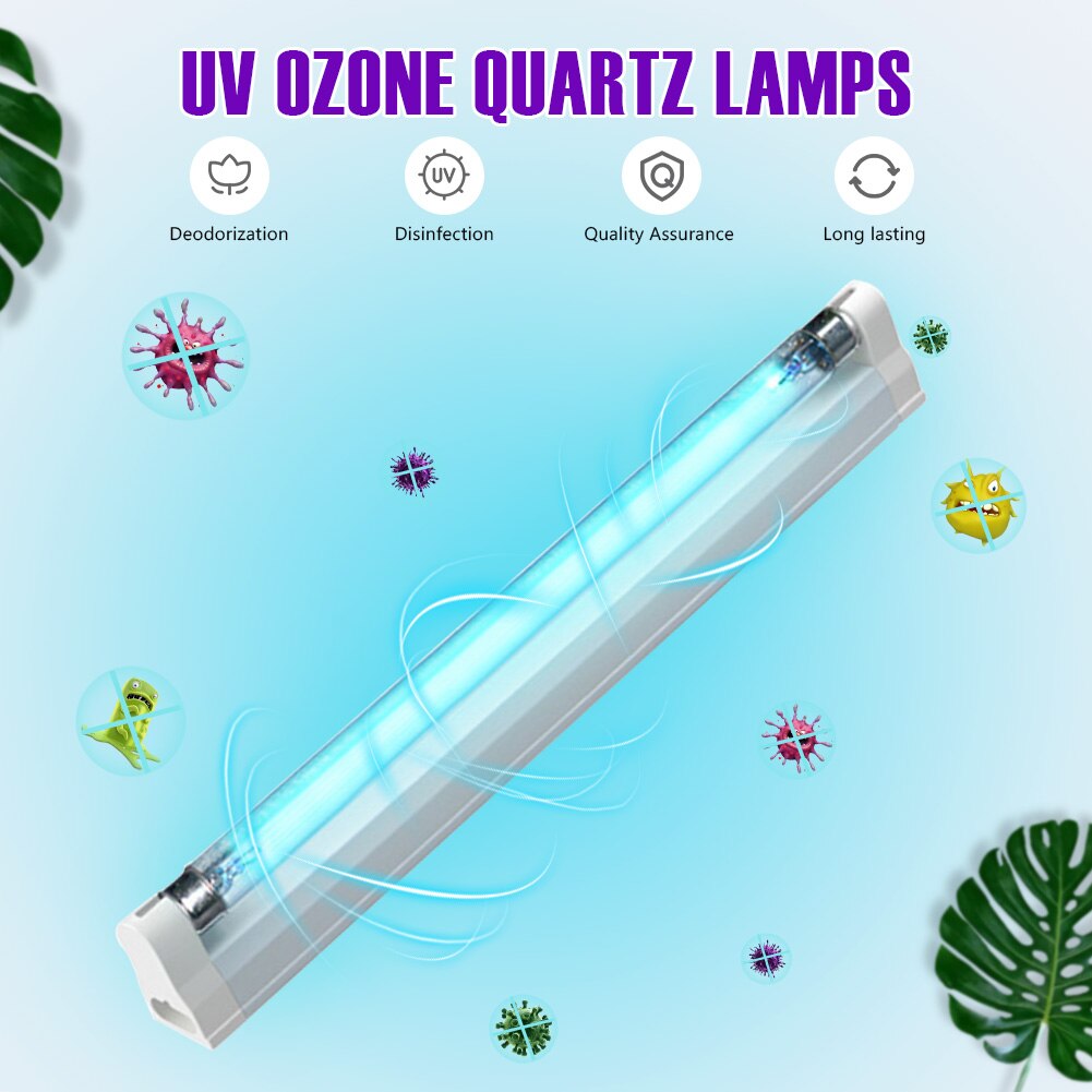 LED Tube UV Ozone germicide lampe UVC désinfection lumières T5 Tube tuer poussière acarien Ultraviolet stérilisateur ampoules 6W/8W ue Plug 220V