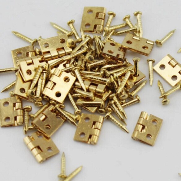 20 unids/set de bisagras de para casa de muñecas Mini Metal 1/12 con clavos para muebles en miniatura decoración del hogar Uso De puerta herramientas accesorio