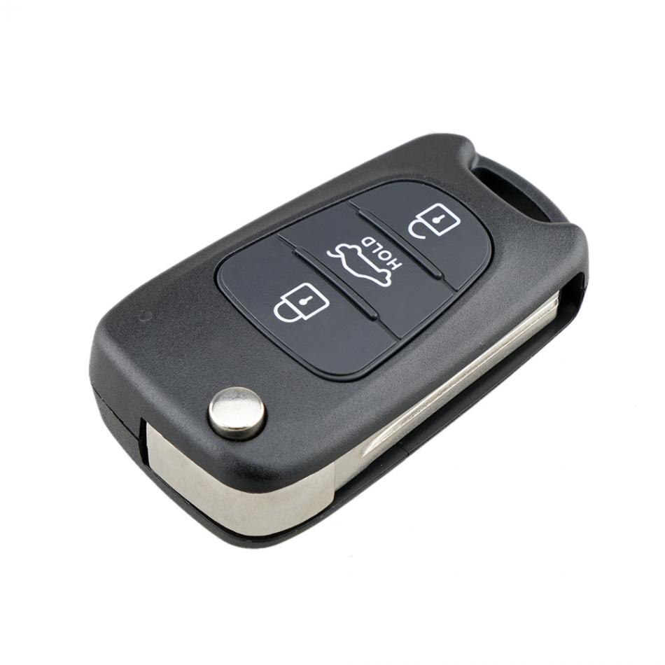 3 Buttons Black Plastic Car Key Fob Case Shell Replacement Flip Folding Remote Cover Fit for Hyundai / Kia