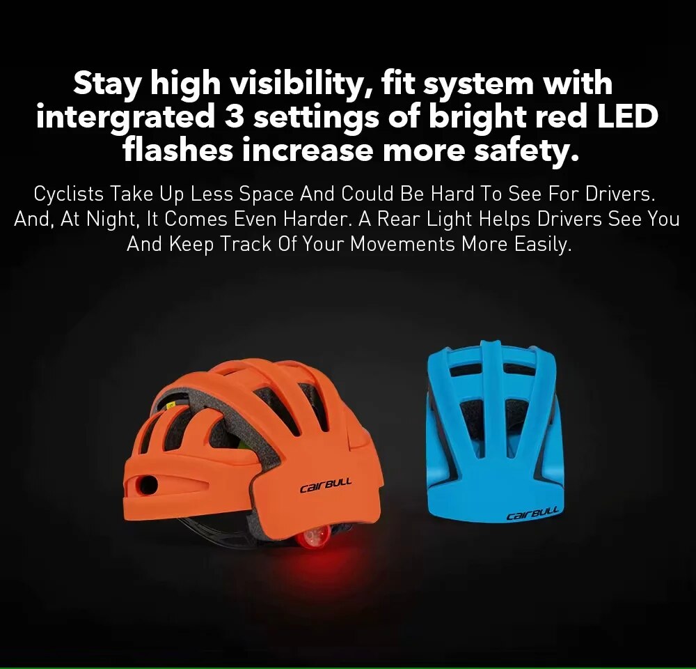 Cairbull Folding Bicycle Helmet bicycle electric scooter balance car with Rear Light Urban Foldable Riding Cyling Helmet