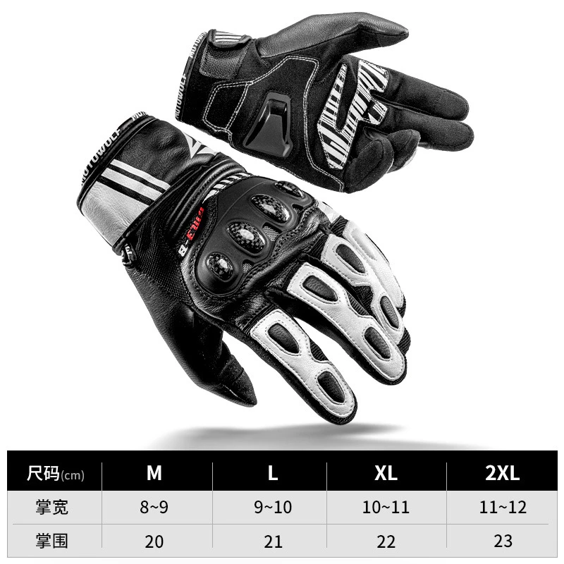 Guanti da Moto in Pelle di Capra per Motocross, Ciclismo e Fuoristrada, con Funzione Touch Screen, Stile Vintage