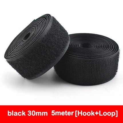 5 Meters/pair Nylon Klittenbandsluiting Tape Geen Lijm Haak Lus Lijm Naaien-Op Magic Tape Diy Kleding accessoires: 30MM   Black