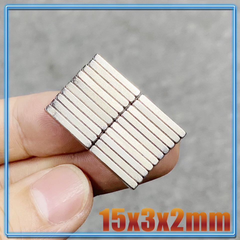 Imán de neodimio de 15x3x2, bloque de imanes N35 NdFeB de 15x3x2, 20 a 500 unidades