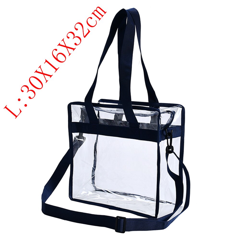 Bolsa organizadora de maquillaje para mujer, bolso de pvc transparente, de gran almacenamiento, de aseo, artículos de tocador de viaje: Azul oscuro