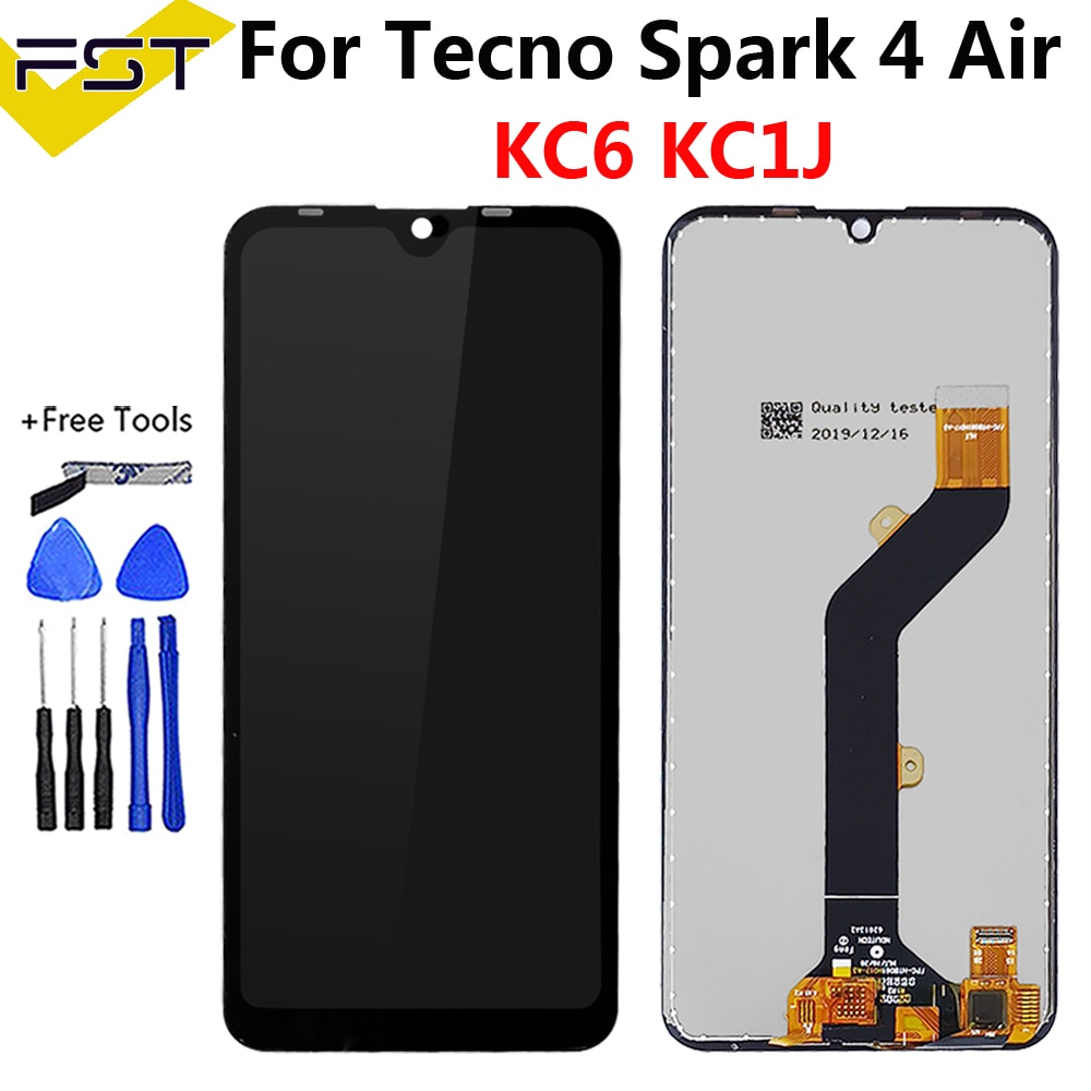 6.1 repair repair tela de reparo para tecno faísca 4 ar kc6 kc1j display lcd tela toque digitador assembléia para tecno spark4 sensor lcd ar