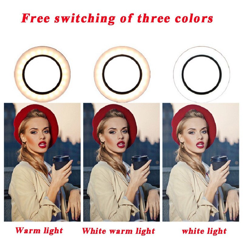 USB LED Selfie Ring Light Studio Photography Photo Ring Fill Light with Tripod for Smartphone Makeup