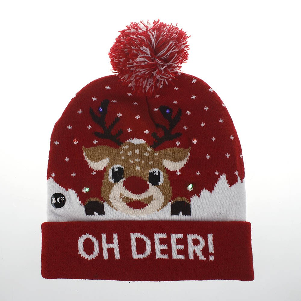 Vintermössor för kvinnor led light-up stickad ful tröja xmas jul mössa gorros mujer invierno bonnet femme: 01