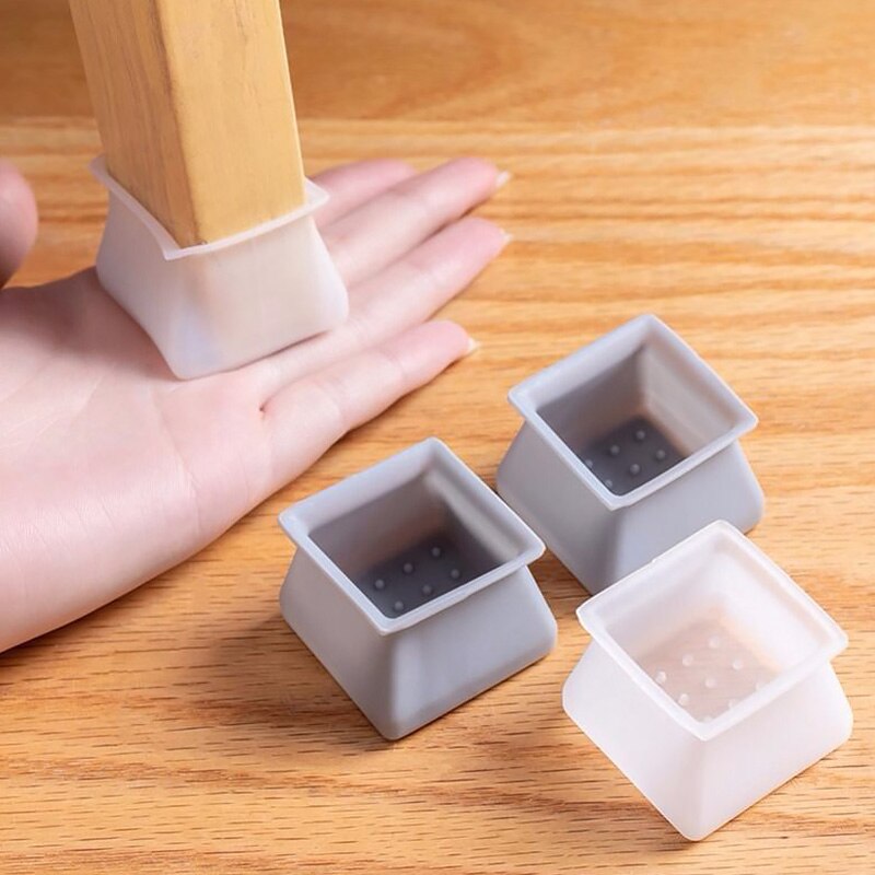 4 stuks siliconen stoel tafel voetbeschermer meubelpoten vierkante antislip pootdoppen onderste hoek vloer veilige pad
