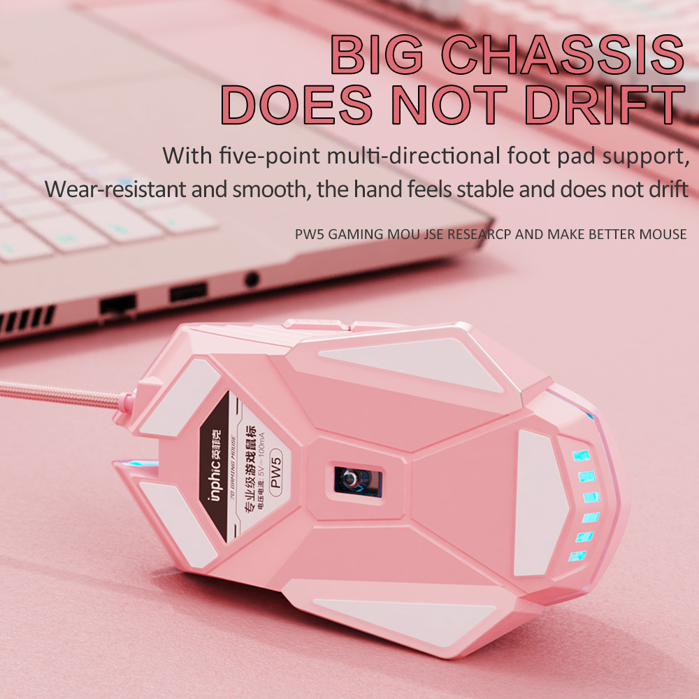 Wired USB Gaming Mouse Pink Mute RGB Gamer 7 Buttons Mice Optical Office Computer Mouse For Desktop Laptop Ergonomic Game Mouse
