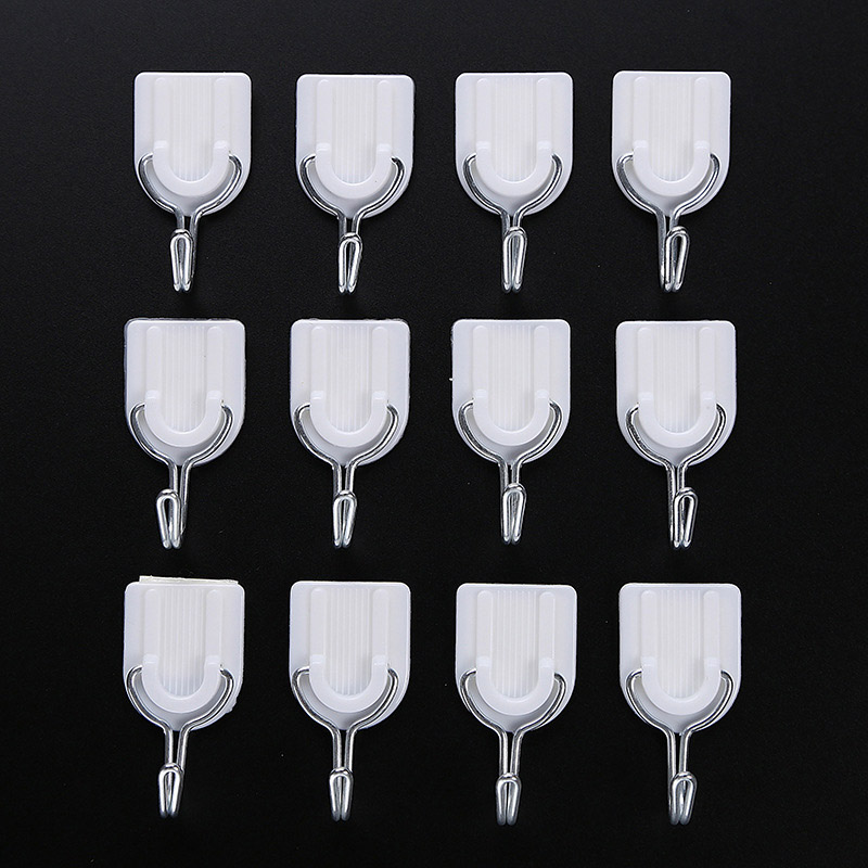 Ganchos adhesivos fuertes, colgador adhesivo para puerta, 6 uds., soporte blanco para toallas, tipo pared, accesorios de cocina de plástico, multifunción