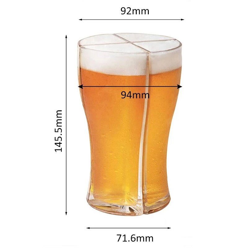 Super skonare ölglas mugg kopp separerbar 4 delar stor kapacitet tjockt ölglas glas transparent för klubbbar fest: Stor