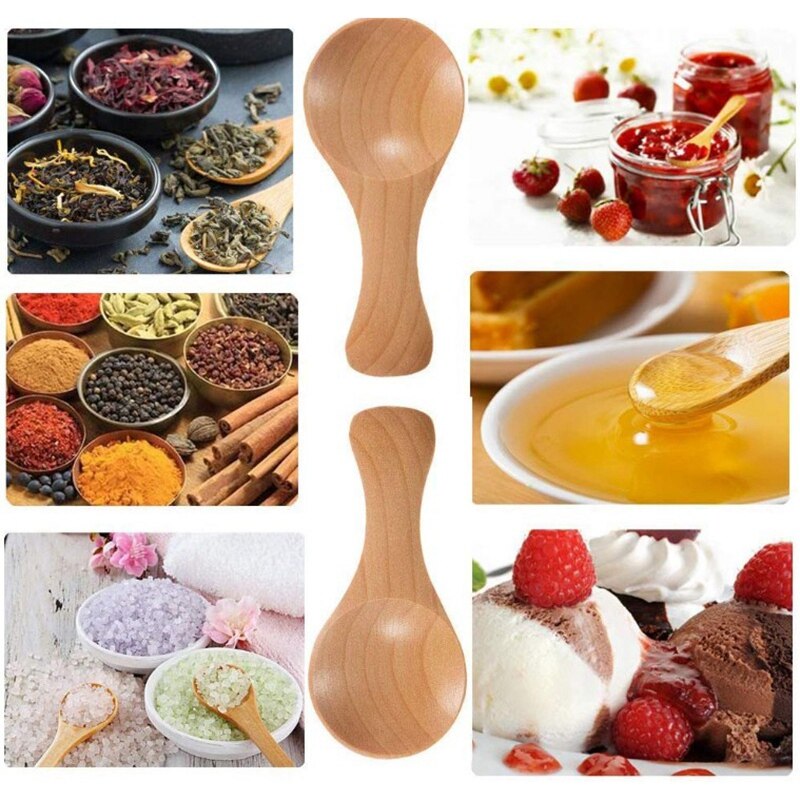 Manche court 10 paquets de petite cuillère en bois, parfait pour les petits pots de confiture, épices, Condiments, assaisonnements, sucre, miel, Coff