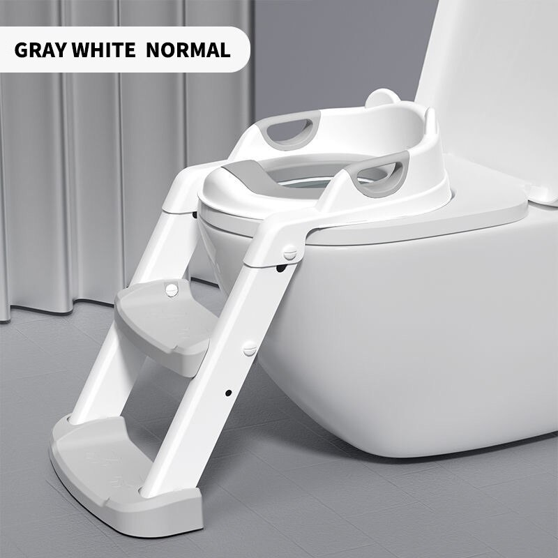 Folding Infant Potty Training Seat Urinal Backrest Chair With Step Stools Ladder For Baby Toddlers Boys Girls Safe Toilet Seat: GRAY WHITE Normal