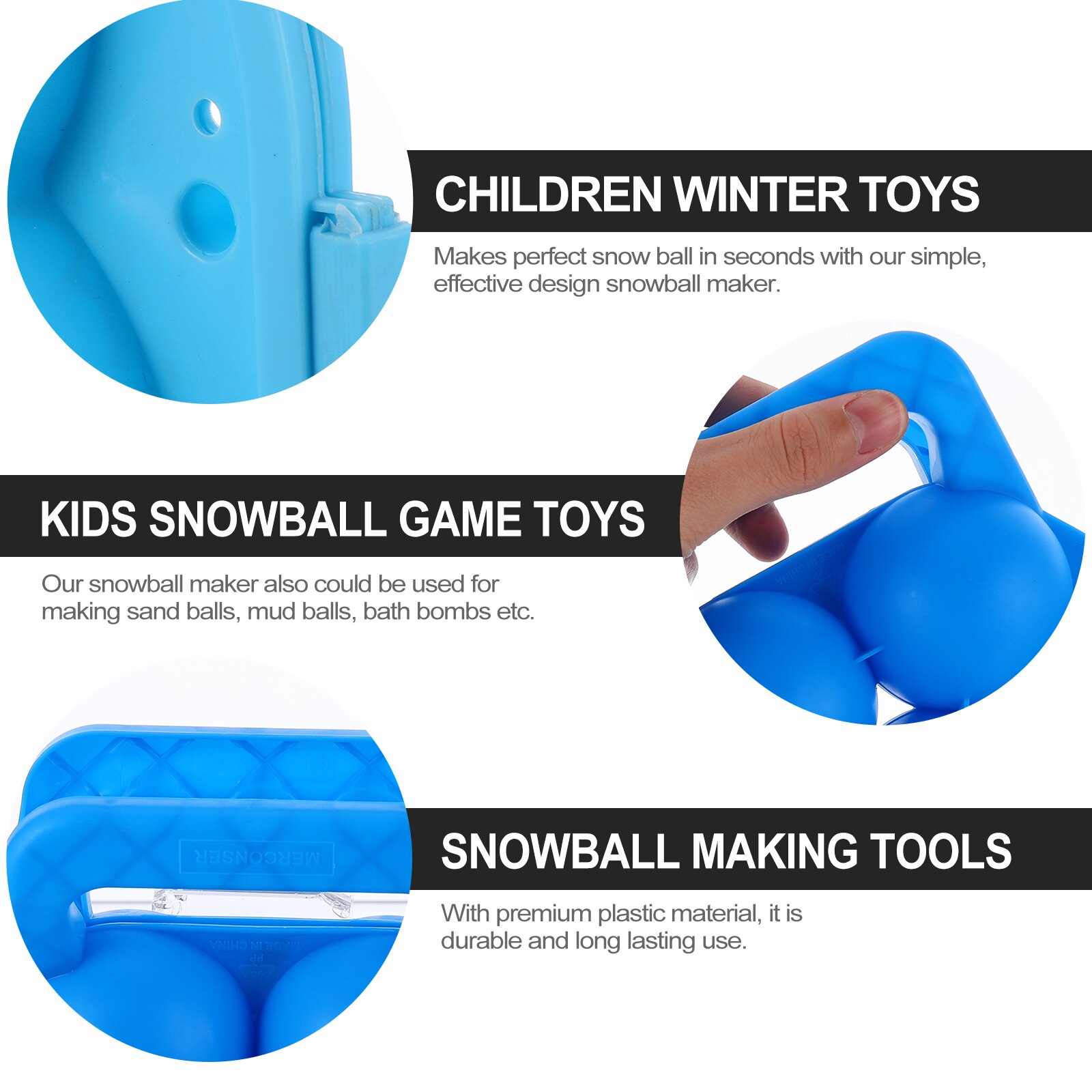 1 ensemble neige jeu accessoires boule de neige pince bonhomme de neige moule outil neige seau (couleur aléatoire)