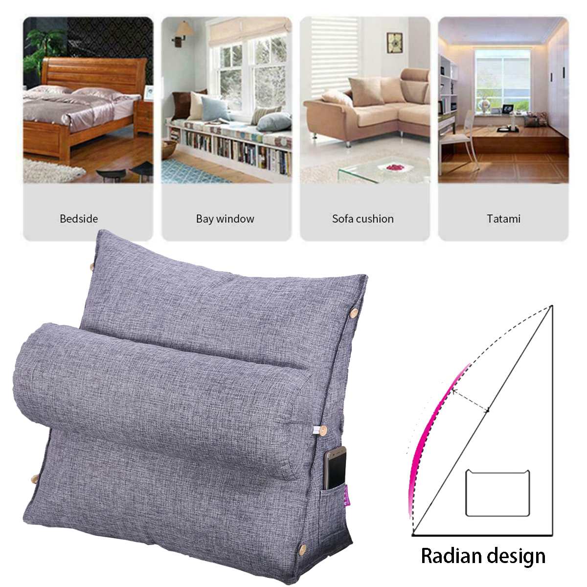 Trekant sofa pute rygg pute seng rygg kontorstol pute støtte midje pute loung tv lesing korsrygg